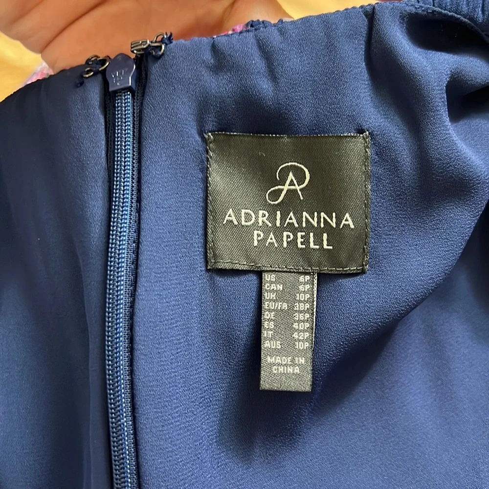 Adrianna Papell floral pleated tiered layers midi dress size 6P - Picture 12 of 16